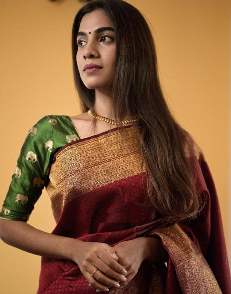 Maroon Kanjivaram Silk Saree | Sudathi