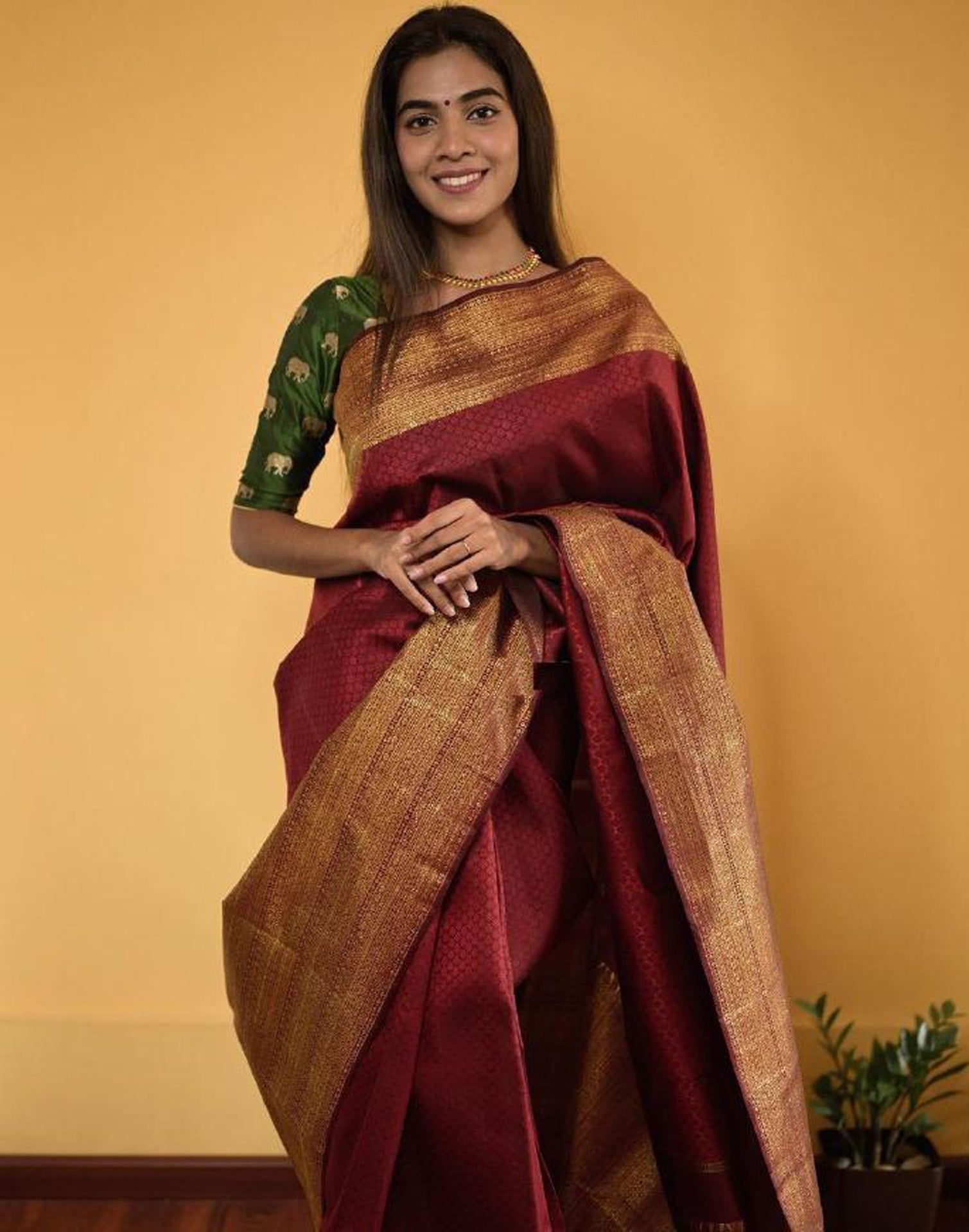Maroon Kanjivaram Silk Saree | Sudathi