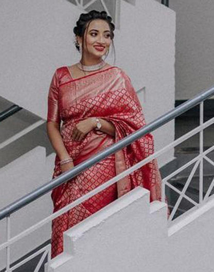 Red Banarasi Silk Saree | Leemboodi