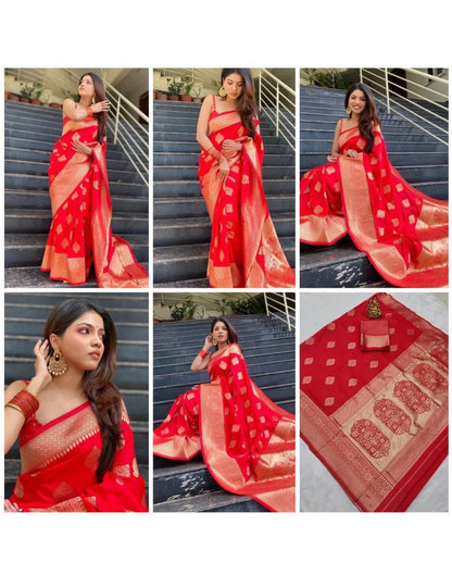 Red Banarasi Silk Saree | Sudathi