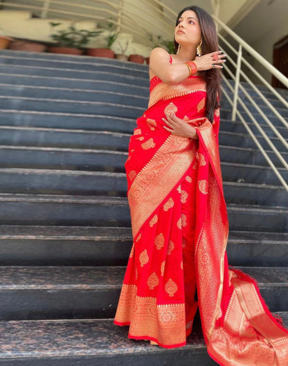 Red Banarasi Silk Saree | Sudathi
