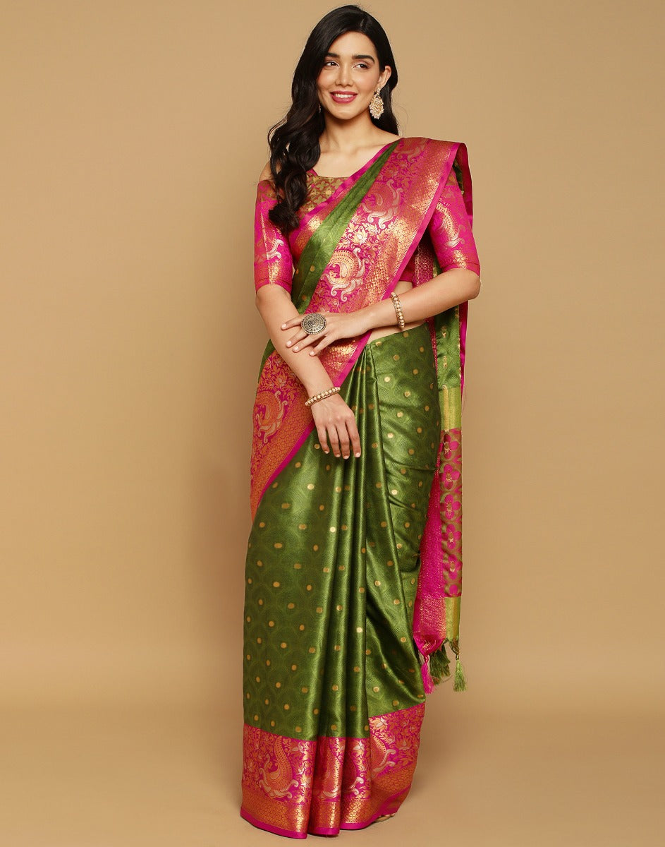 Green Banarasi Silk Saree | Sudathi