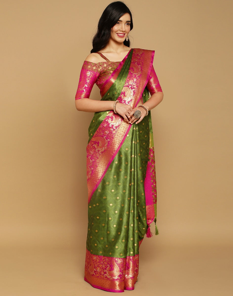 Green Banarasi Silk Saree | Sudathi
