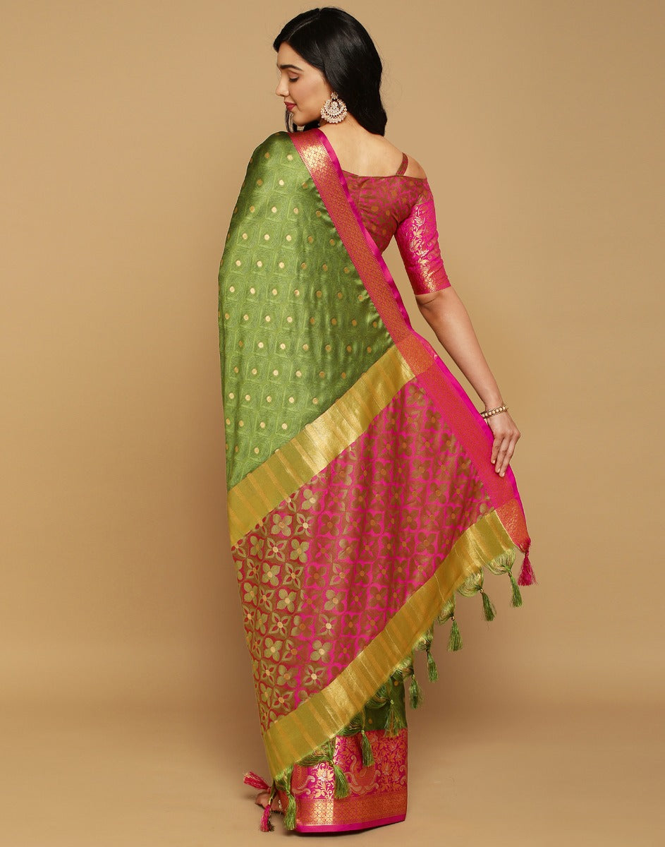 Green Banarasi Silk Saree | Sudathi