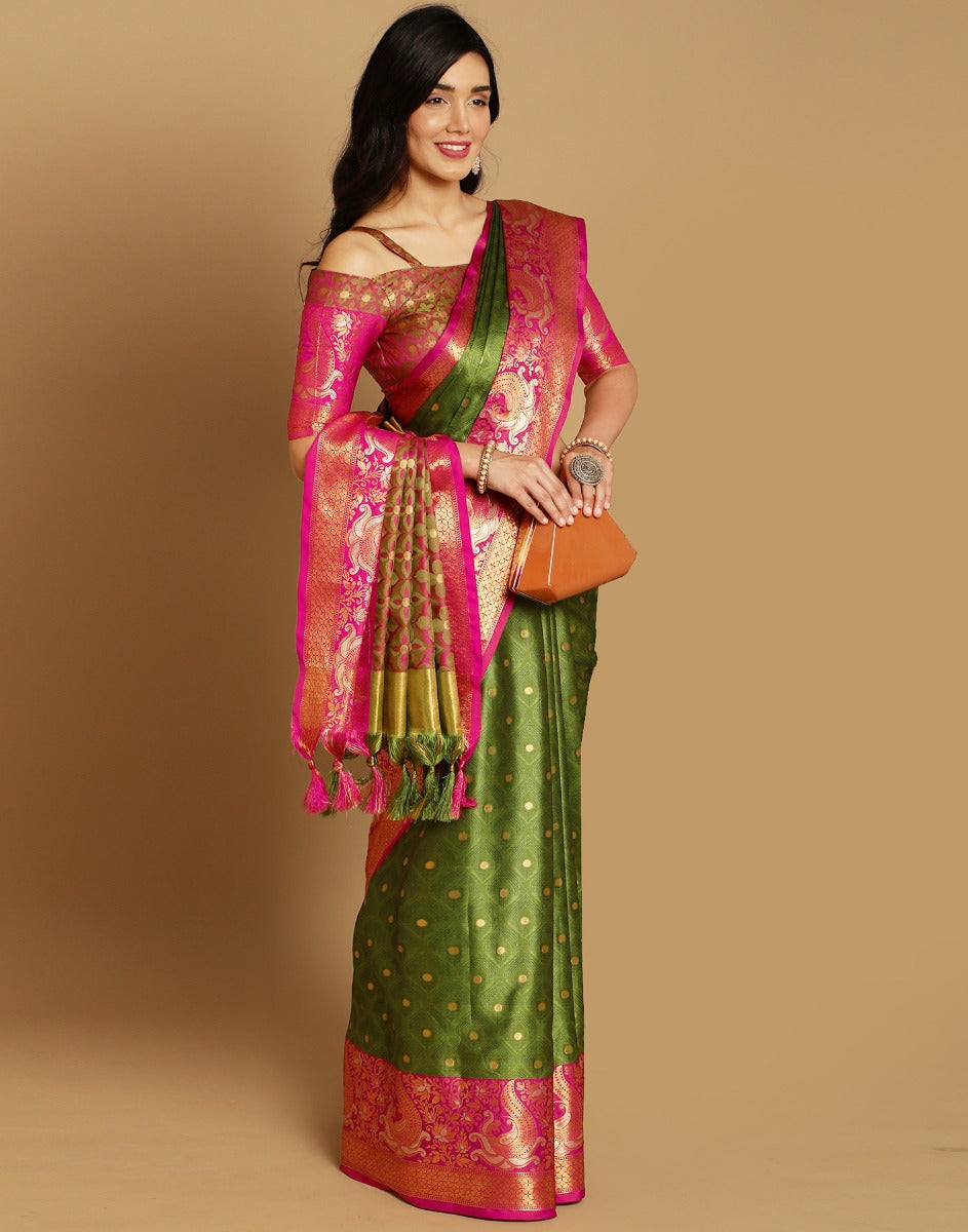 Green Banarasi Silk Saree | Sudathi