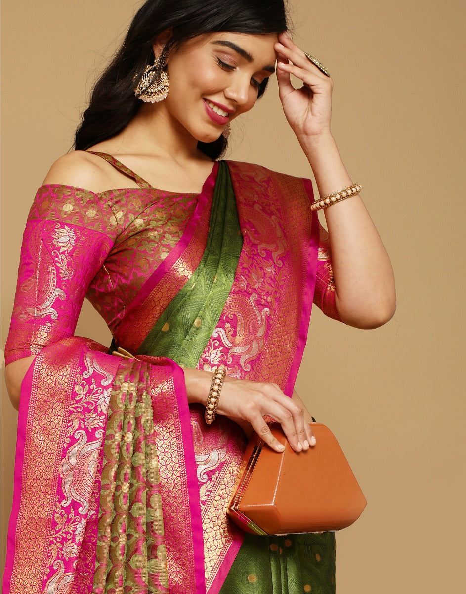 Green Banarasi Silk Saree | Sudathi