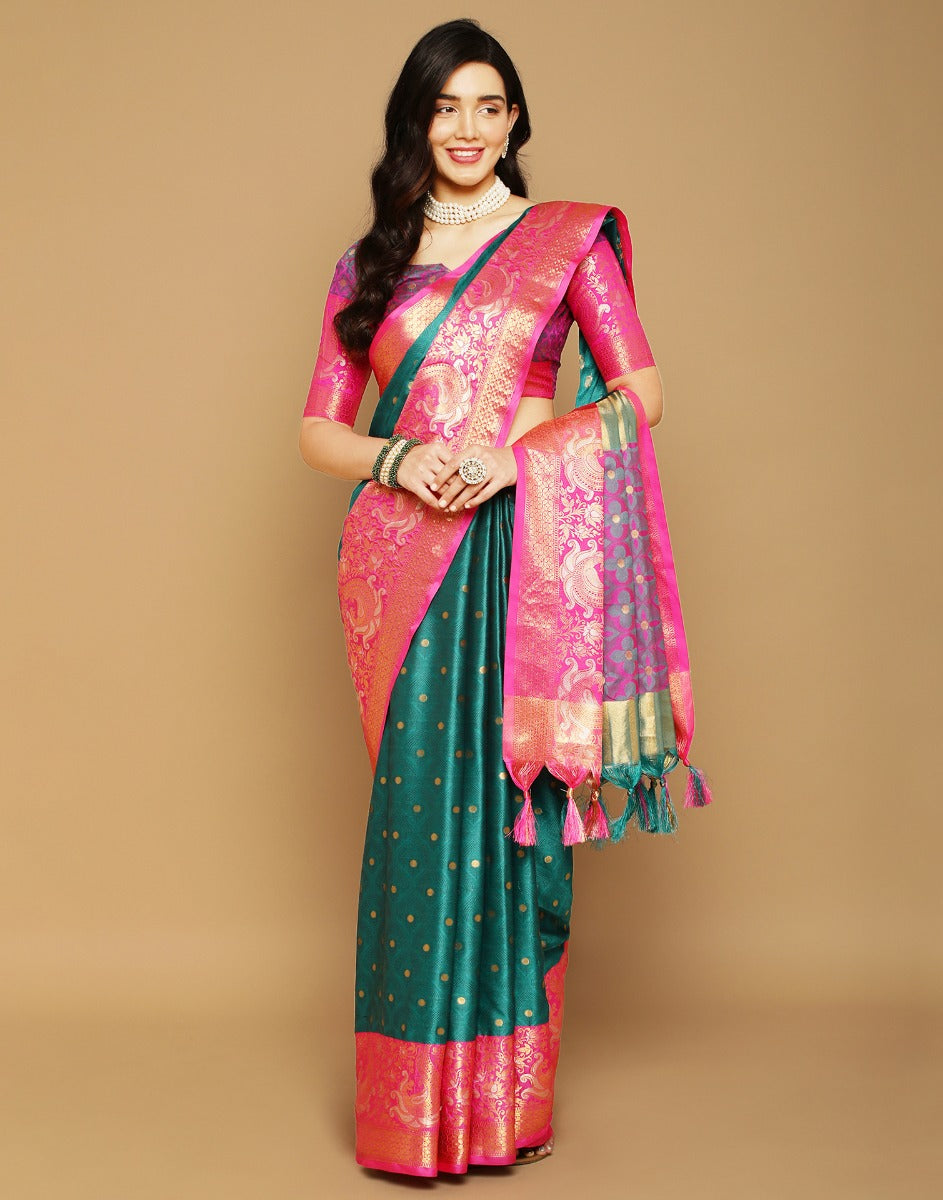Rama Green Banarasi Silk Saree | Sudathi
