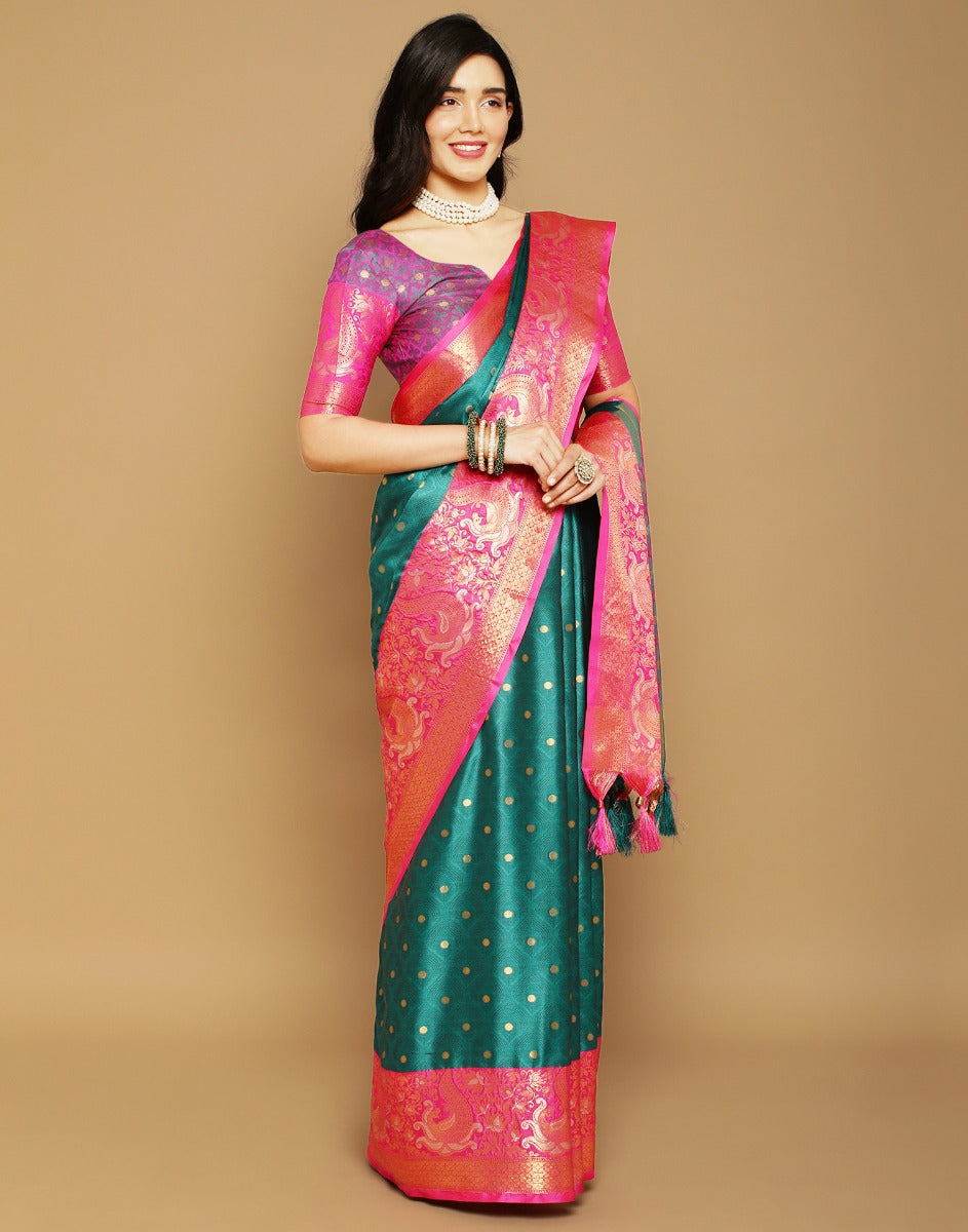 Rama Green Banarasi Silk Saree | Sudathi