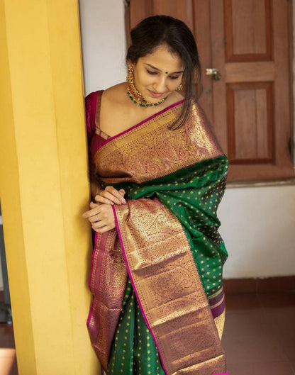 Bottle Green Silk Saree | Leemboodi