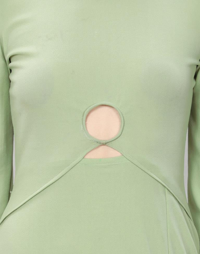 Pista Green Coloured Lycra Knitted Bodycon Dress | Sudathi