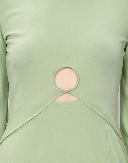 Pista Green Coloured Lycra Knitted Bodycon Dress | Sudathi