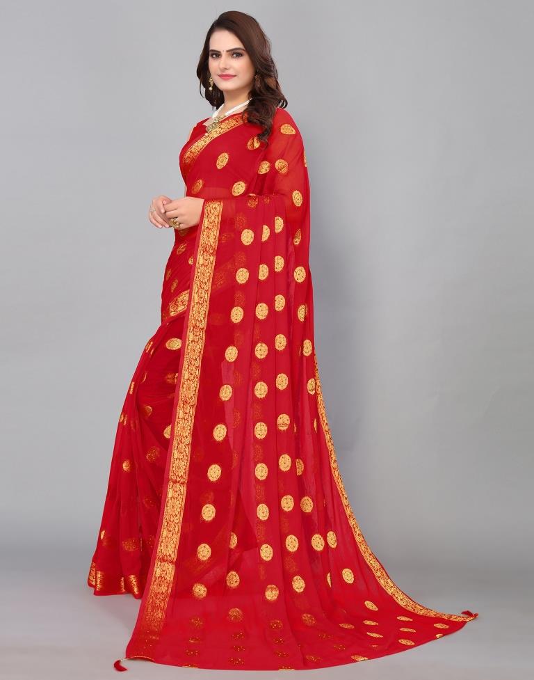 Red Chiffon Banarasi Saree | Leemboodi