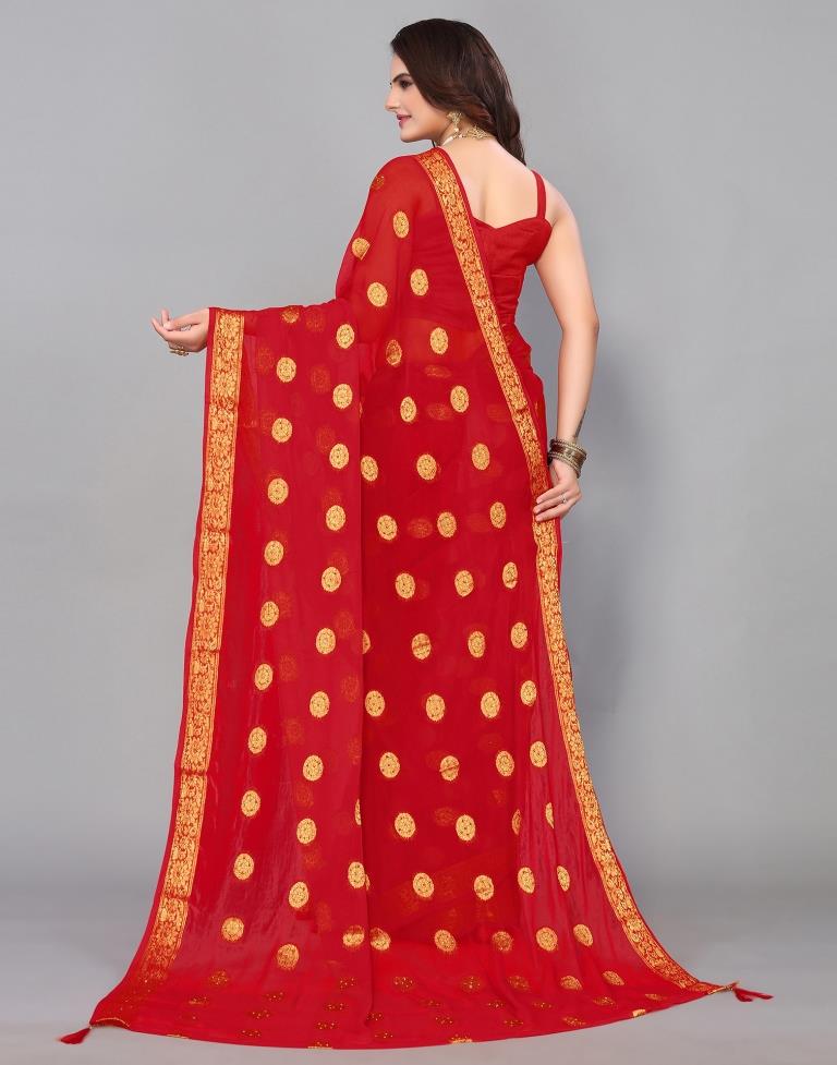 Red Chiffon Banarasi Saree | Leemboodi