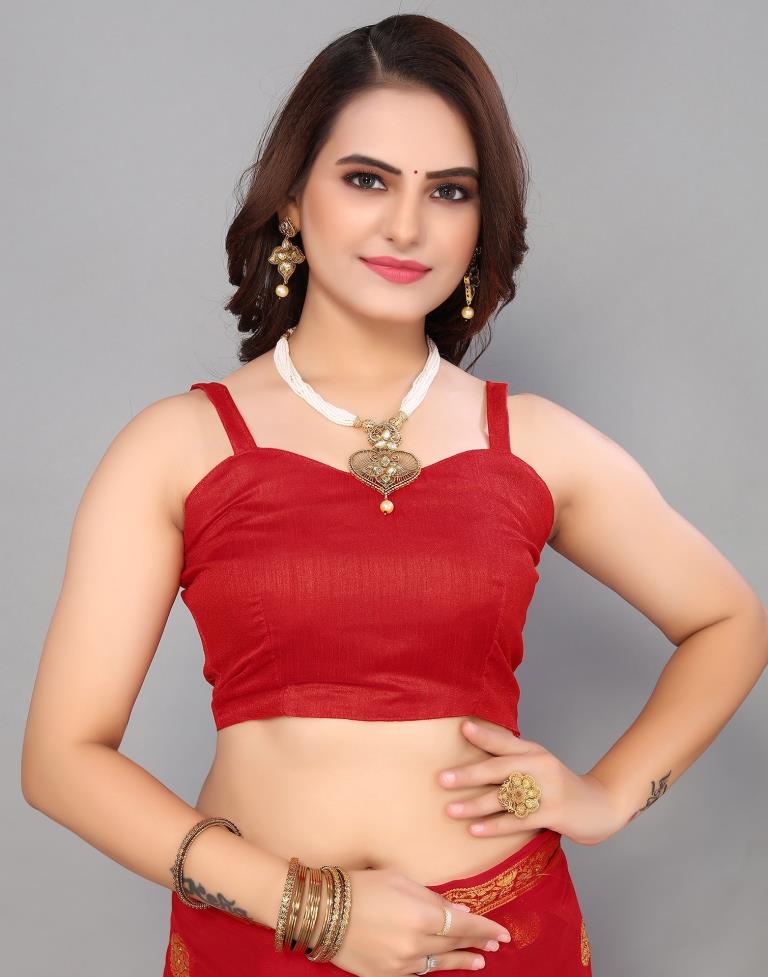 Red Chiffon Banarasi Saree | Leemboodi