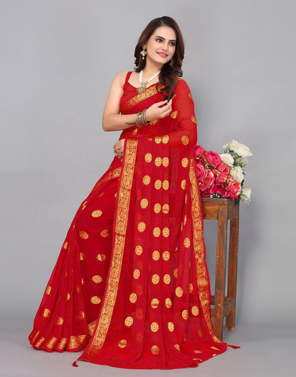 Red Chiffon Banarasi Saree | Leemboodi