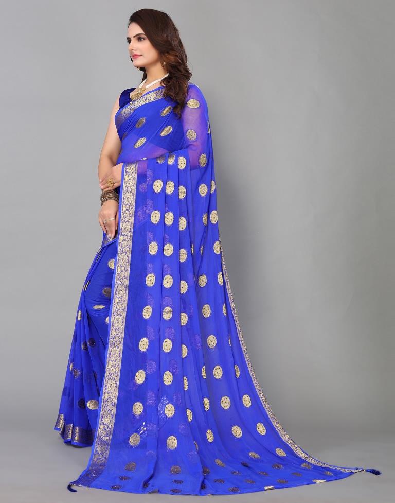 Blue Chiffon Banarasi Saree | Sudathi