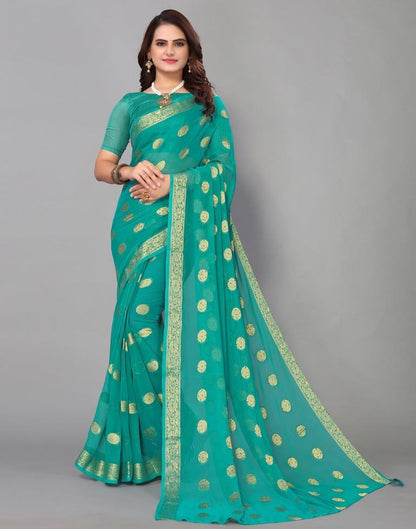 Rama Green Chiffon Banarasi  Saree | Sudathi