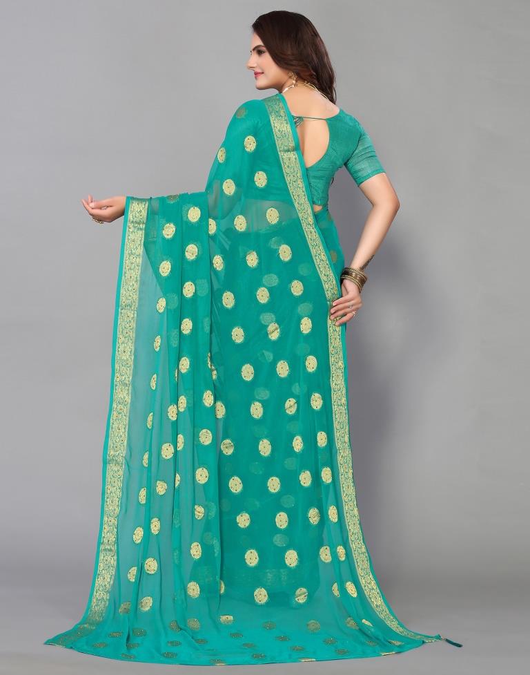 Rama Green Chiffon Banarasi  Saree | Sudathi