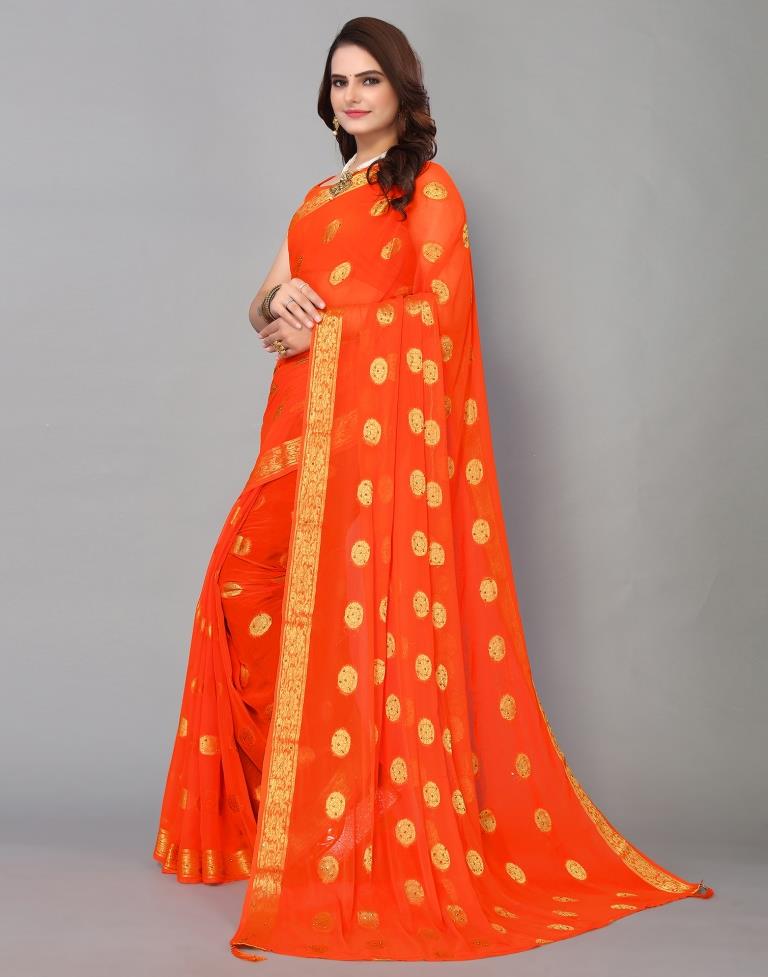 Orange Chiffon Banarasi Saree | Sudathi