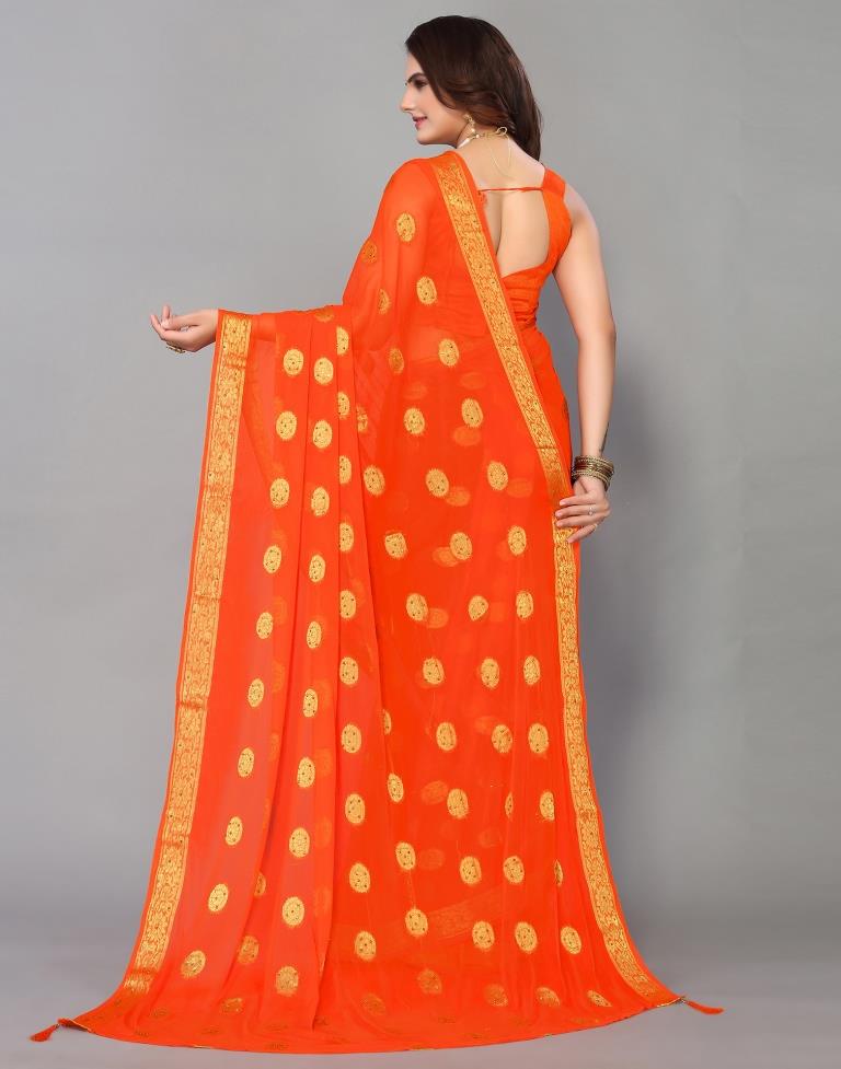 Orange Chiffon Banarasi Saree | Sudathi