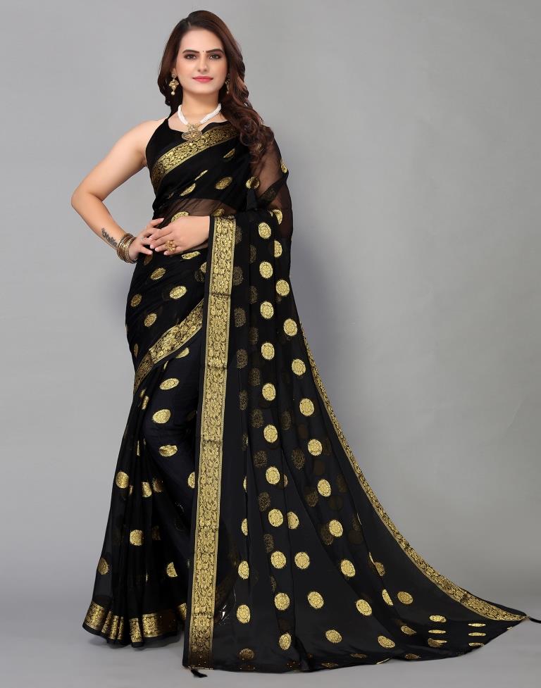 Black Chiffon Banarasi Saree | Sudathi