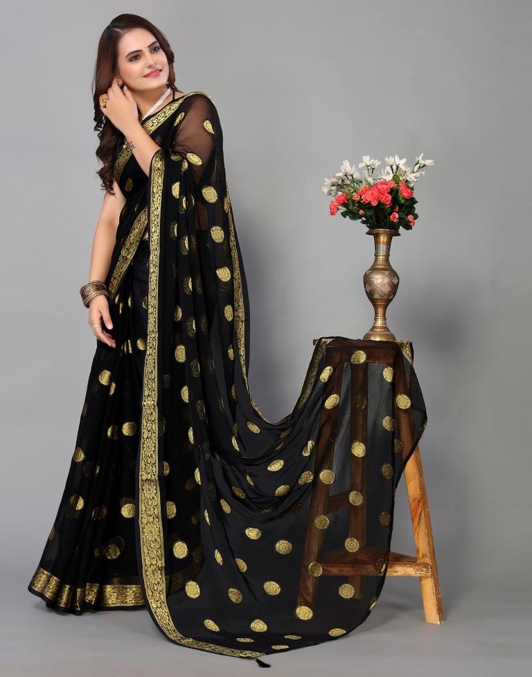 Black Chiffon Banarasi Saree | Sudathi