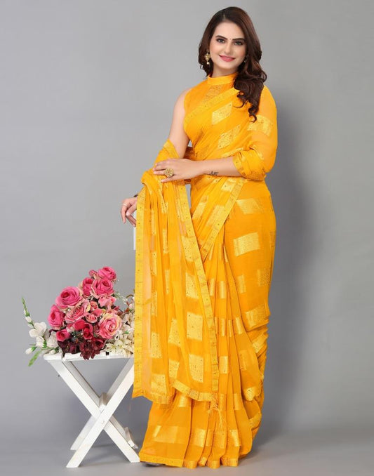 Yellow Chiffon Saree | Sudathi