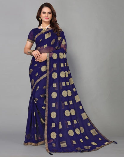 Navy Blue Chiffon Saree | Sudathi