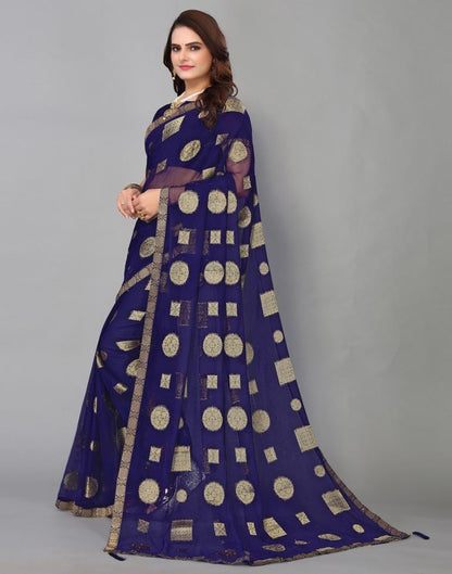 Navy Blue Chiffon Saree | Sudathi