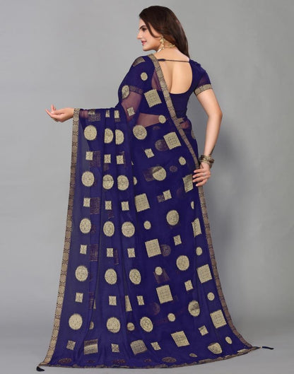 Navy Blue Chiffon Saree | Sudathi