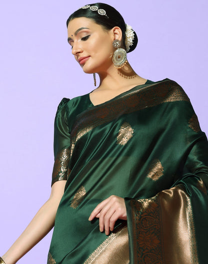 Dark Green Banarasi Silk Saree | Sudathi