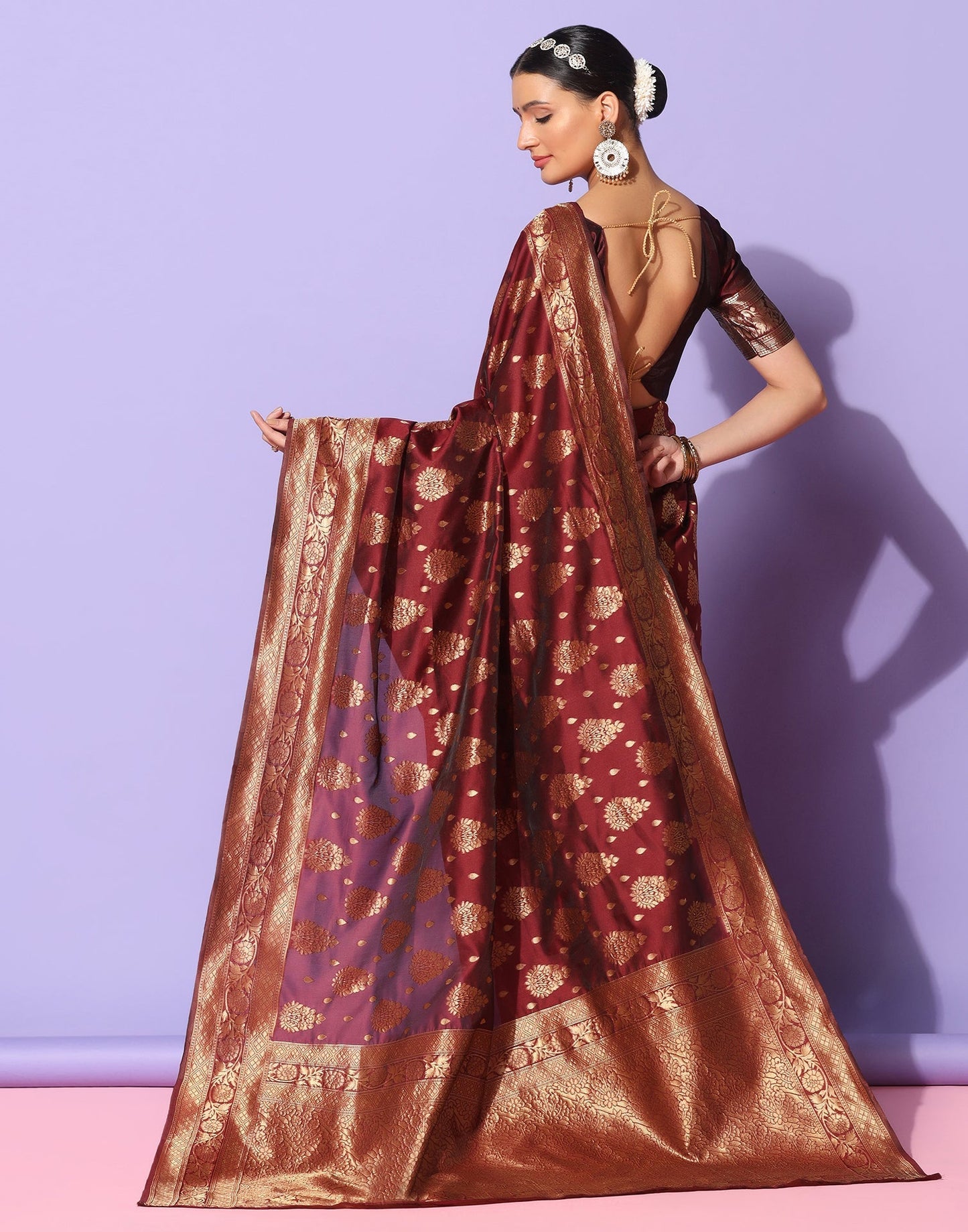 Maroon Banarasi Silk Saree | Sudathi