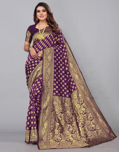 Wine Banarasi Silk Saree | Leemboodi