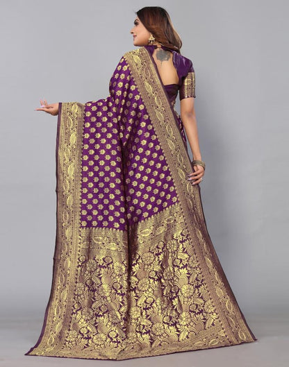 Wine Banarasi Silk Saree | Leemboodi