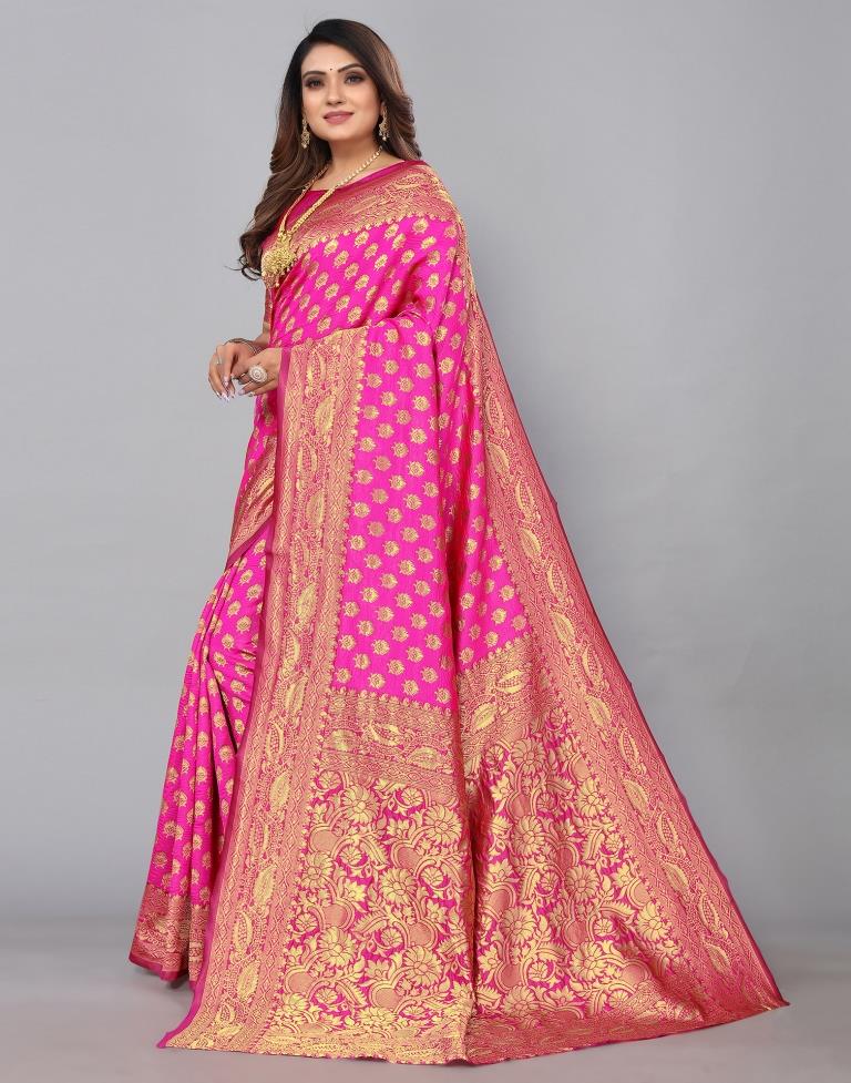 Rani Pink Banarasi Silk Saree | Leemboodi