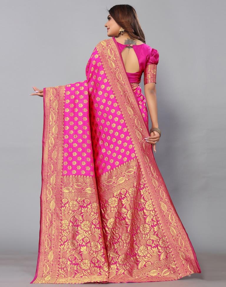 Rani Pink Banarasi Silk Saree | Leemboodi
