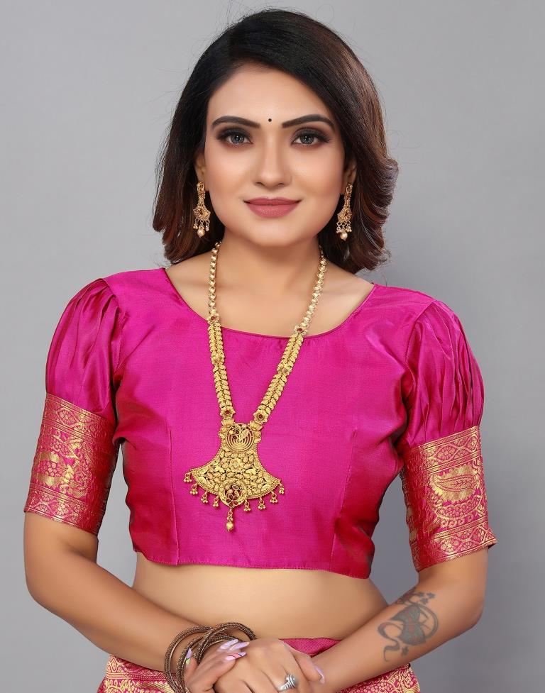 Rani Pink Banarasi Silk Saree | Leemboodi