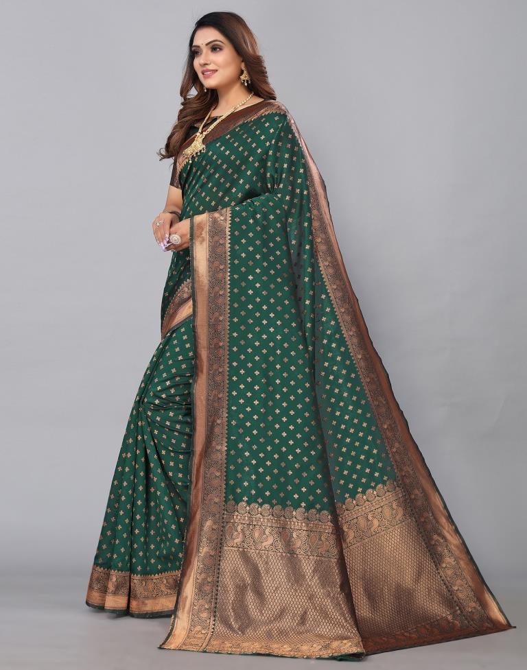 Dark Green Banarasi Silk Saree | Sudathi