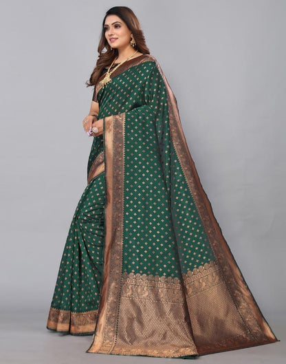 Dark Green Banarasi Silk Saree | Sudathi