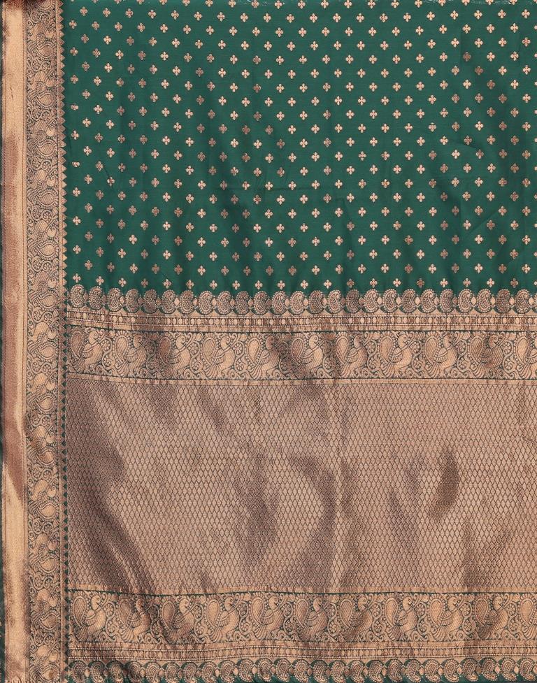 Dark Green Banarasi Silk Saree | Sudathi