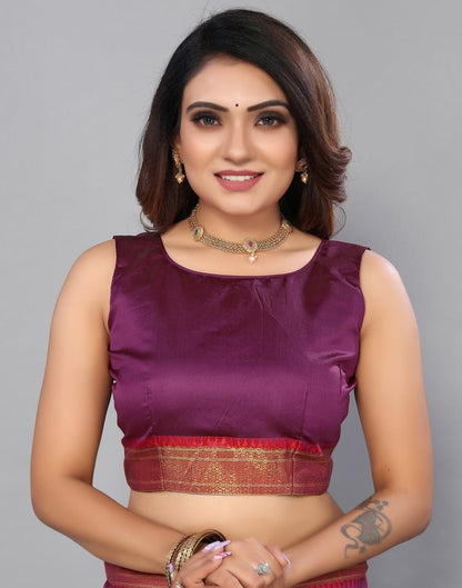 Magenta Silk Plain Woven Saree | Sudathi