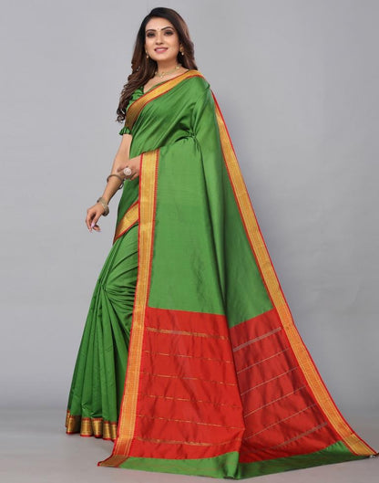 Green Silk Plain Woven Saree | Sudathi