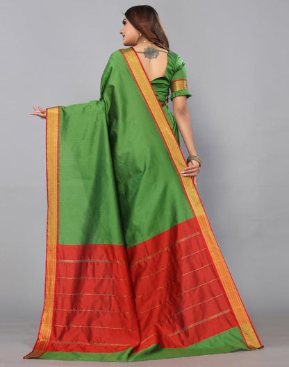 Green Silk Plain Woven Saree | Sudathi