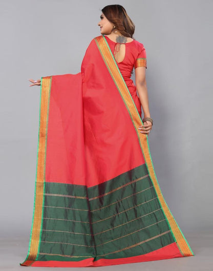 Red Silk Plain Woven Saree | Sudathi