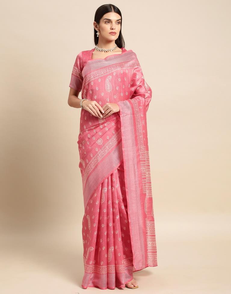 Pink Cotton Saree | Leemboodi
