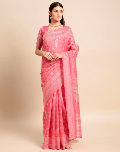 Pink Cotton Saree | Leemboodi