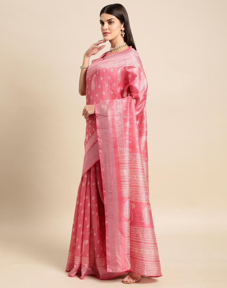 Pink Cotton Saree | Leemboodi