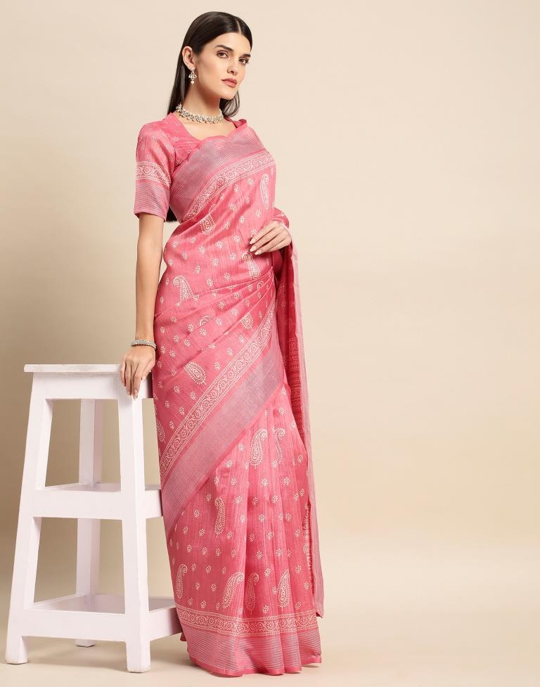 Pink Cotton Saree | Leemboodi