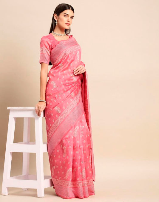 Pink Cotton Saree | Leemboodi
