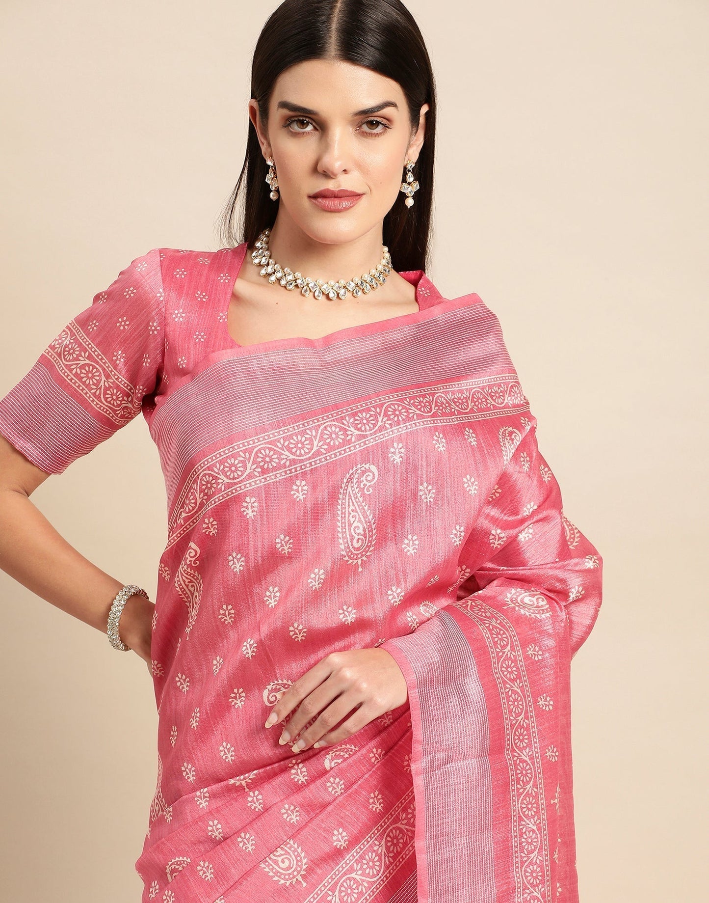 Pink Cotton Saree | Leemboodi